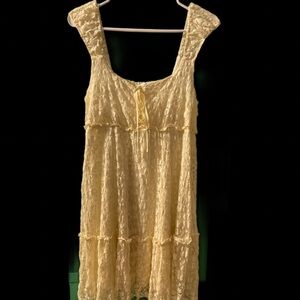 Yellow Lace Sleeveless Dress